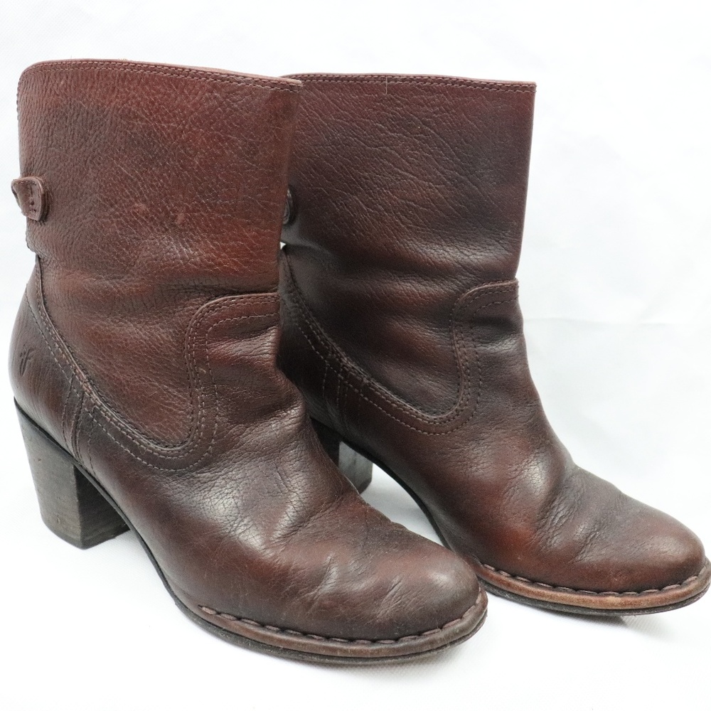 Frye Reddish Brown Heeled Short Boots